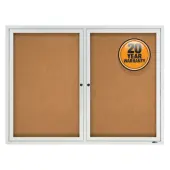 Quartet® Enclosed Outdoor 2-Door Bulletin Board, 36"" x 48"", Aluminum Frame With Silver Finish