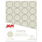 JAM Paper® Circle Label Sticker Seals, 1 2/3"", Ivory, Pack Of 120