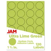JAM Paper® Circle Label Sticker Seals, 1 2/3"", Lime Green, Pack Of 120