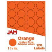 JAM Paper® Circle Label Sticker Seals, 1 2/3"", Orange, Pack Of 120