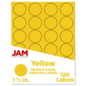 JAM Paper® Circle Label Sticker Seals, 1 2/3"", Yellow, Pack Of 120