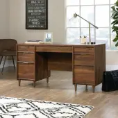 Sauder® Clifford Place 59""W Mid-Century Executive Computer Desk, Grand Walnut
