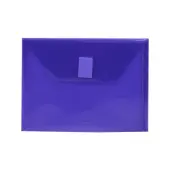 JAM Paper® Plastic Booklet Envelopes With Hook-And-Loop Fastener, 5 1/2"" x 7 1/2"", Gummed Seal, Purple, Pack Of 12