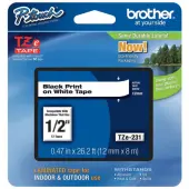 Brother® TZe-231 Black-On-White Tape, 0.5"" x 26.2'