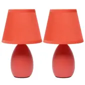 Creekwood Home Nauru Petite Ceramic Oblong Table Lamps, 9-1/2""H, Orange Shades/Orange Bases, Set Of 2