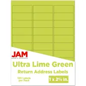 JAM Paper® Mailing Address Labels, Rectangle, 2 5/8"" x 1"", Lime Green, Pack Of 120