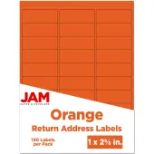 JAM Paper® Mailing Address Labels, Rectangle, 2 5/8"" x 1"", Orange, Pack Of 120