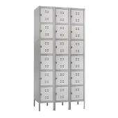 Safco® Six-Tier Two-Tone 3-Column Locker With Legs, 78""H x 36""W x 18""D, Gray