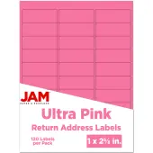 JAM Paper® Mailing Address Labels, Rectangle, 2 5/8"" x 1"", Pink, Pack Of 120