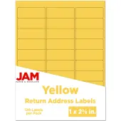 JAM Paper® Mailing Address Labels, 302725801, 2 5/8"" x 1"", Yellow, Pack Of 120