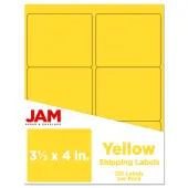 JAM Paper® Mailing Address Labels, Rectangle, 3 1/3"" x 4"", Yellow, Pack Of 120