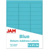 JAM Paper® Mailing Address Labels, Rectangle, 2 5/8"" x 1"", Blue, Pack Of 120
