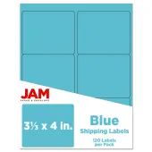 JAM Paper® Mailing Address Labels, Rectangle, 3 1/3"" x 4"", Blue, Pack Of 120