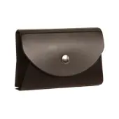 JAM Paper® Leather Business Card Case, Round Flap, 2 1/4"" x 3 1/2"" x 3/4"", Dark Brown