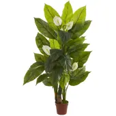 Nearly Natural Spathiphyllum 54""H Artificial Real Touch Plant With Pot, 54""H x 30""W x 26""D, Green