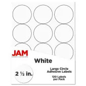 JAM Paper® Circle Label Sticker Seals, 2 1/2"", White, Pack Of 120