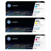 HP 410X Cyan; Magenta; Yellow High Yield Toner Cartridges Combo, Pack Of 3, CF411X, CF412X, CF413X