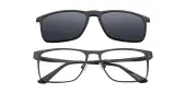 Rectangle Eyeglasses, Full Frame Black Metal - FM1086