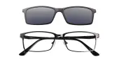 Rectangle Eyeglasses, Full Frame Black Metal - FM1089
