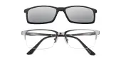 Rectangle Eyeglasses, Half Frame Gunmetal(Silver Mirror-coating) Metal - SM0753