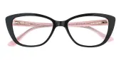 Cat Eye Eyeglasses, Full Frame Black/Pink Plastic - FZ1084