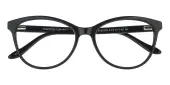 Cat Eye|Horn Eyeglasses, Full Frame Black Plastic - FZ1090