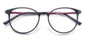 Round Eyeglasses, Full Frame Black/Red Ultem - FP1437