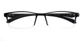 Rectangle Eyeglasses, Half Frame Black Metal - SM0795