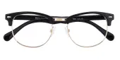 Browline|Oval Eyeglasses, Full Frame Black/Golden TR90|blend material|Metal - FP1661