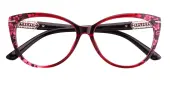 Cat Eye Eyeglasses, Full Frame Red/Floral TR90 - FP1717