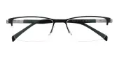 Rectangle Eyeglasses, Half Frame Black Metal - SM0821