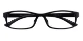Rectangle Eyeglasses, Full Frame Black TR90 - FP1762