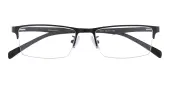 Rectangle Eyeglasses, Half Frame Black Metal - SM0860