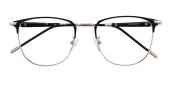Square Eyeglasses, Full Frame Black/Rose Gold Metal - FM1354