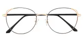 Cat Eye Eyeglasses, Full Frame Black/Rose Gold Metal - FM1372