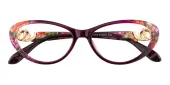 Cat Eye Eyeglasses, Full Frame Floral Plastic - FP1904