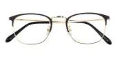 Oval Eyeglasses, Full Frame Black/Golden Metal - FM1385