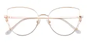 Cat Eye Eyeglasses, Full Frame Rose Gold Metal - FM1387