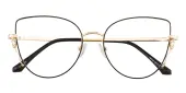 Cat Eye Eyeglasses, Full Frame Black Metal - FM1389