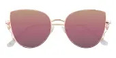 Cat Eye Sunglasses, Full Frame Rose Gold(Rose Gold mirror-coating) Metal - SUP0711