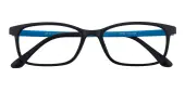 Rectangle Eyeglasses, Full Frame Black/Blue TR90 - FP1977