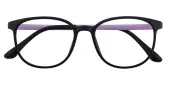 Round Eyeglasses, Full Frame Black TR90 - FP1984