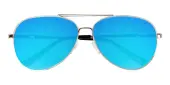 Aviator Sunglasses, Full Frame Silver(Blue mirror-coating) Metal - SUP0823