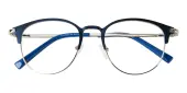 Round Eyeglasses, Full Frame Blue Metal - FM1462