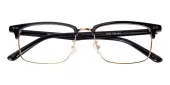 Rectangle|Browline|Horn Eyeglasses, Full Frame Black/Golden TR90|Metal - FP1776