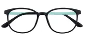 Round Eyeglasses, Full Frame Black TR90 - FP1985