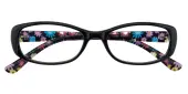 Oval Eyeglasses, Full Frame Black/Floral TR90 - FP2100