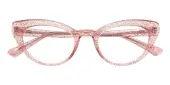 Cat Eye Eyeglasses, Full Frame Pink Plastic - FP2091