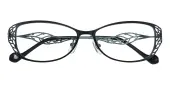 Oval Eyeglasses, Full Frame Black Metal - FM1469