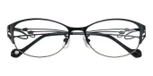 Oval Eyeglasses, Full Frame Black Metal - FM1471